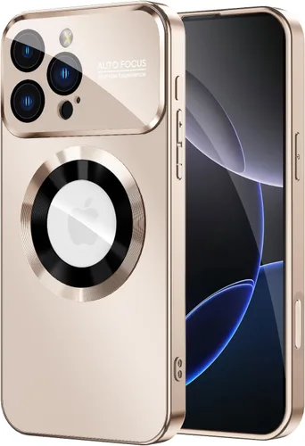 Vista 18 de MAKAVO Funda magnética para iPhone 12 Pro, compatible con MagSafe, protector de lente de cámara integrado, vista de logotipo, funda de teléfono a