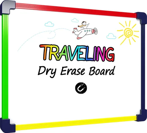 SCRIBBLEDO Pizarra blanca magnética de borrado en seco de 9 x 12 pulgadas, marco de color, pizarra blanca para colorear para niños, automóvil,