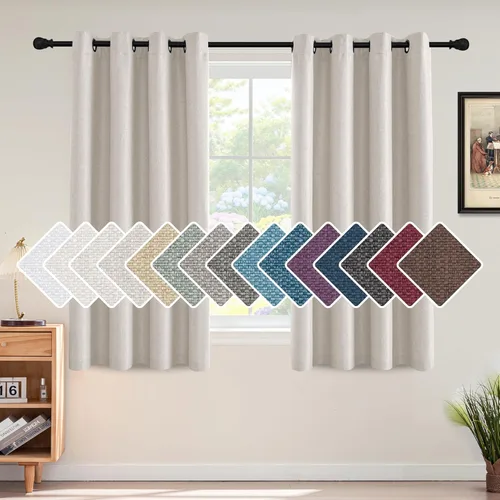 Vista 18 de H.VERSAILTEX Cortina de lino para oscurecer la habitación para dormitorio/sala de estar, cortinas opacas extra anchas de 100 x 84 pulgadas