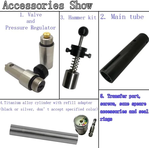 Vista 5 de Kit de conversión de alta presión ajustable/regulado de 0.42 oz de CO2 / bomba a PCP HPA para Crosman 2240 1377 1322 2250 2260 y barril más largo