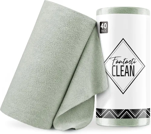Vista 27 de Fantasticlean Microfiber Cleaning Cloth Roll- 40 Sheets, 12" x 12" (Beige)