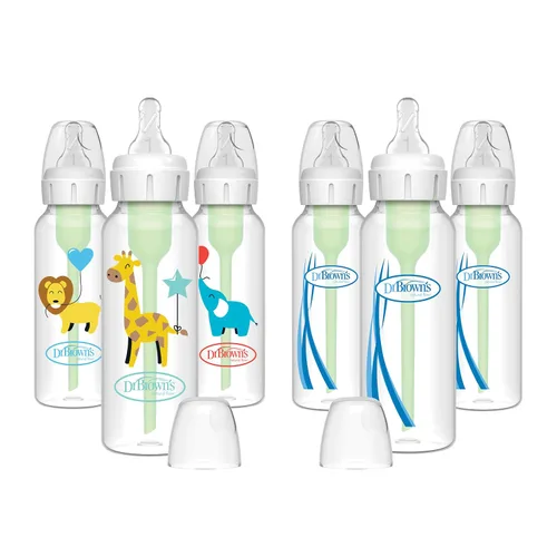 Vista 11 de Dr. Brown's Options Plus Biberones de 8 onzas, 6 unidades más 2 pezones de nivel 2 y boquillas para sorber Transparente