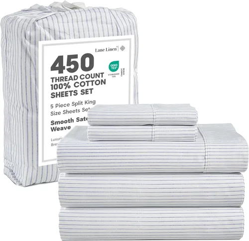 Vista 63 de LANE LINEN - Juego de sábanas tamaño Queen, 450 hilos, 100% algodón, refrescantes, suaves y transpirables, con bolsillo profundo, 4 piezas