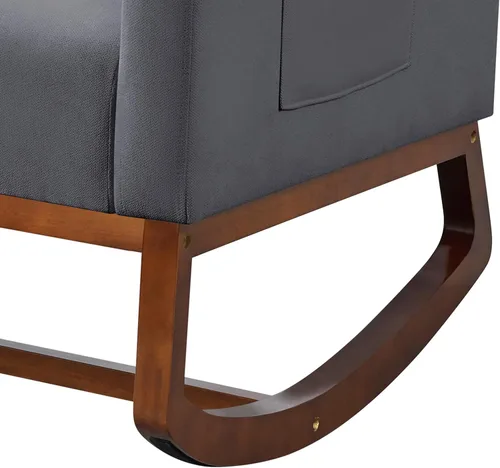 Vista 9 de Topeakmart Mecedora tapizada para cuarto de bebé, moderna silla de acento con patas de madera, bolsillo lateral, sillón mecedor para guardería, sala