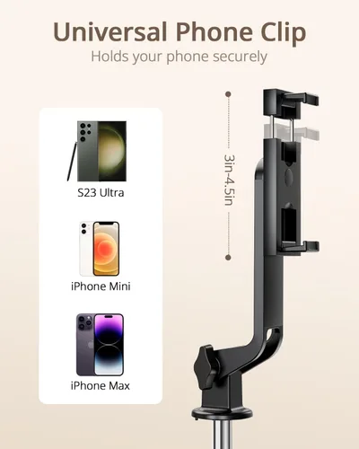 Vista 5 de UBeesize Trípode para selfie stick para iPhone y Android, trípode extensible de 52 pulgadas con control remoto, palos de selfie portátiles