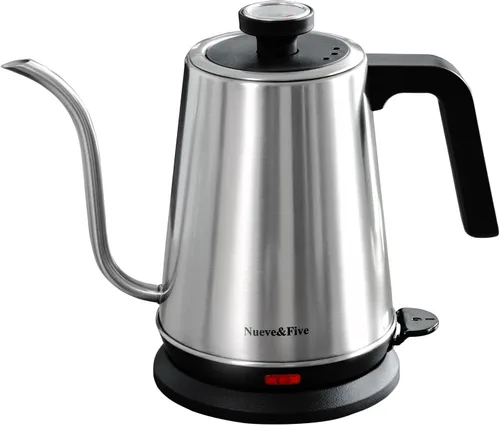 Vista 9 de Nueve&Five Hervidor eléctrico de cuello de cisne con termómetro, hervidor eléctrico negro de 1 litro con apagado automático, hervidor de agua