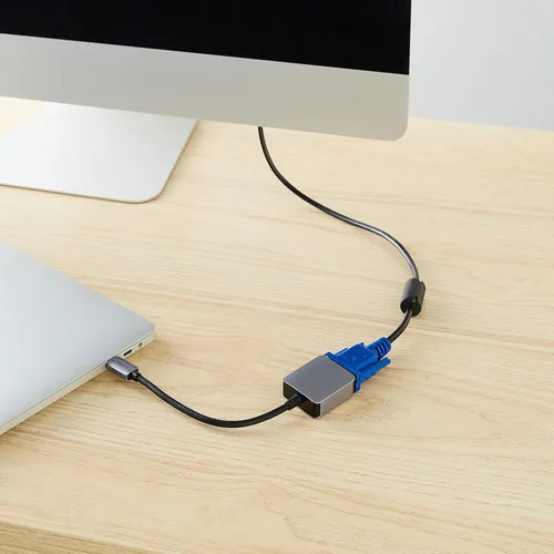 Vista 6 de Yaxa Basics Adaptador USB 3.1 tipo C a VGA de aluminio, gris, 1.65 x 1.38 x 0.63 pulgadas