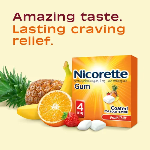 Vista 3 de Nicorette Goma de mascar de nicotina de 4 mg para ayudar a dejar de fumar con el programa de apoyo conductual - Ayuda para dejar de fumar sabor