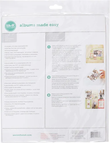 ​Protectores de páginas de álbum We R Memory Keepers de 8.5 in x 11 in, con 3 anillas, paquete por 10 unidades