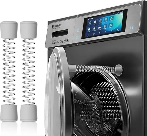 Vista 8 de Paquete de 2 accesorios para puerta de lavadora de carga frontal, soporte magnético para puerta con resorte flexible y discos de metal adhesivos