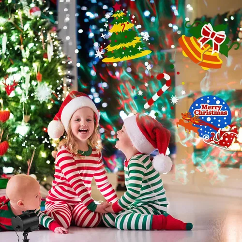 Vista 3 de Proyector de Luces de Halloween y Navidad para Exteriores, 14 Diapositivas HD Más Brillantes (Onda Oceánica 3D + Patrones) Luces de Proyector