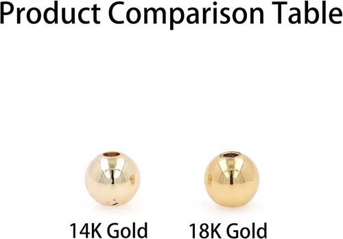 Vista 8 de 200 cuentas redondas de oro de 14 quilates, cuentas duraderas que no se decoloran fácilmente, cuentas espaciadoras sin costuras, cuentas sueltas