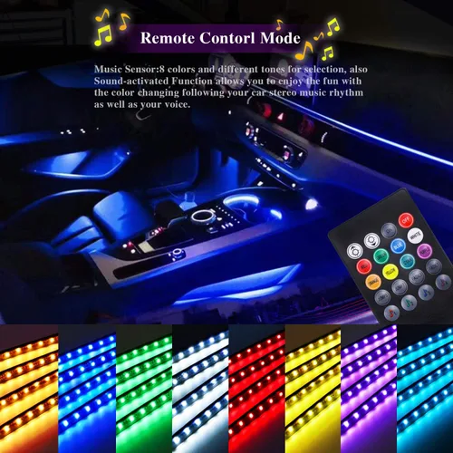 Vista 7 de LivTee Luces interiores LED para automóvil, 4 unidades, 48 LED, multicolor, accesorios para el interior del automóvil, iluminación debajo
