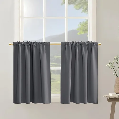 Vista 9 de Cortinas azul marino para autocaravanas RV Camper, juego de 2 paneles con bolsillo para la barra, cortinas oscuras para oscurecer la habitación