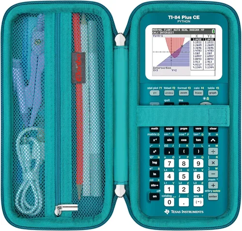 Vista 10 de Elonbo Funda de transporte para calculadora gráfica a color Texas Instruments TI-84 Plus CE/TI-84 Plus/TI-83 Plus/TI-83 Plus CE, bolsillo de malla