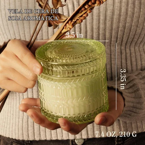 Vista 7 de Velas perfumadas de salvia y cítricos, con mecha de madera crepitante, vela de soja, 7.4 onzas, velas naturales no tóxicas, 55 horas de combustión