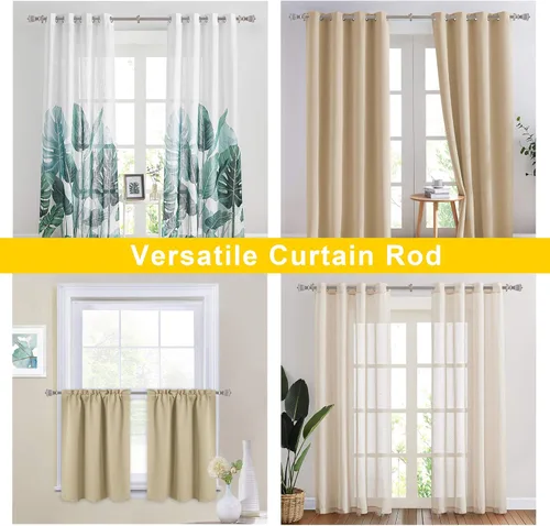 Vista 6 de NICETOWN Barras de cortina blancas antiguas para ventanas de 72 a 144 pulgadas, decoración estándar ajustable de 1 1/8 pulgadas de diámetro