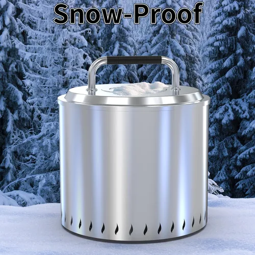 Vista 3 de PARTAKER Tapa de acero inoxidable para hoguera de estufa individual, cubierta portátil de 19.5 pulgadas con mango resistente al calor, quema de leña