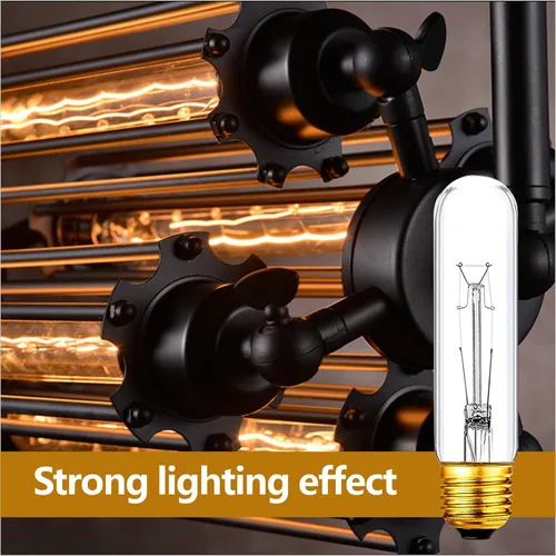 Vista 4 de Bombilla incandescente tubular transparente T10 de 25 W, bombilla T10, bombilla de escaparate de estilo vintage, lámpara de escaparate, regulable