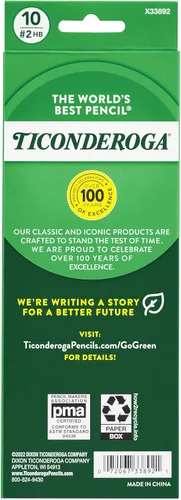 Vista 2 de Ticonderoga. - Lápices de grafito #2 HB blando, pre afilados, color amarillo.