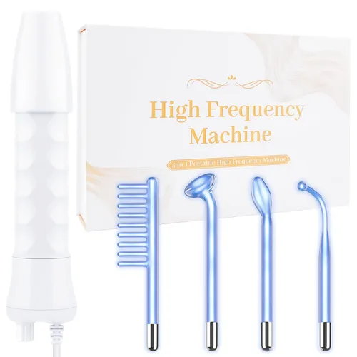 Uaike - Varita facial de alta frecuencia, portátil, portátil, de mano, azul, de alta frecuencia, para el hogar, dispositivo de varita facial con 4