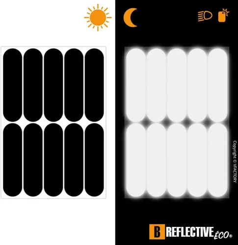 Vista 2 de Juego de 10 calcomanías reflectantes, seguridad para la visibilidad nocturna, autoadhesivo universal para bicicletas, cochecitos de bebés, cascos