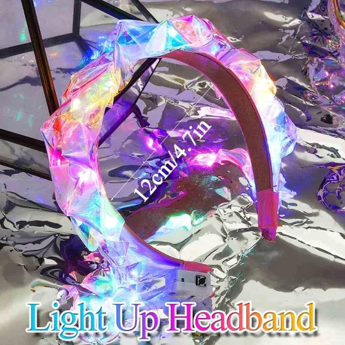 Vista 2 de BARTOSI Diademas iluminadas con luz LED, diadema brillante, accesorios para el cabello para mujeres y niñas