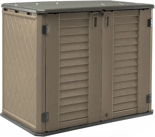 Vista 11 de HOMSPARK Cobertizo de Almacenamiento Resistente a la Intemperie, Armario de Almacenamiento Multiusos para Exteriores para Patios y Jardines