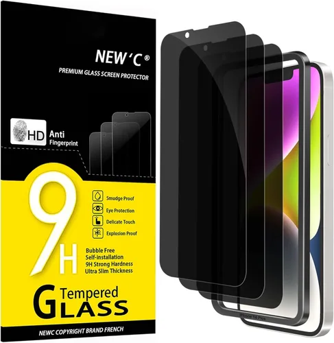 Vista 29 de NEW'C Paquete de 3 protectores de pantalla diseñados para iPhone 14, iPhone 13, iPhone 13 Pro (6.1 pulgadas), protección de vidrio templado