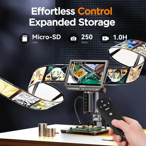 Vista 9 de Elikliv Microscopio digital de enfoque automático 4K EM4K-AF, microscopio de soldadura de 52MP para reparación de PCB, inspección de monedas