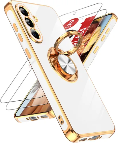 Vista 102 de LeYi para Funda de Teléfono Samsung Galaxy A13-5G: Protector de Pantalla de Vidrio Templado, Soporte Magnético Giratório de Anillo 360°, Borde Negro