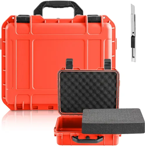 Vista 26 de Relaxweex 1 funda rígida impermeable de 8.5 x 6.5 x 3.7 pulgadas con inserto de espuma personalizable para bricolaje, funda protectora portátil