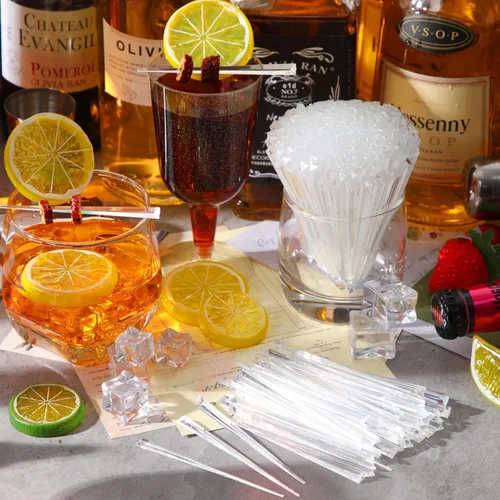 Vista 7 de 2000 púas de prisma de 3.54 pulgadas de plástico triangular transparente para cóctel, elegante guarnición para cócteles, palillos de dientes ideales