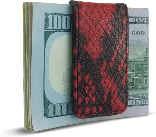 Vista 3 de Canberra Serie Exótica Magnética Clip de Dinero Cocodrilo Cocodrilo Avestruz Python Piel de Serpiente Genuino Grano Superior Cuero