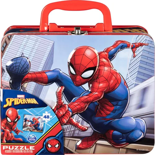 Vista 8 de Marvel Spiderman - Rompecabezas de 48 piezas en lata, rojo, azul, blanco