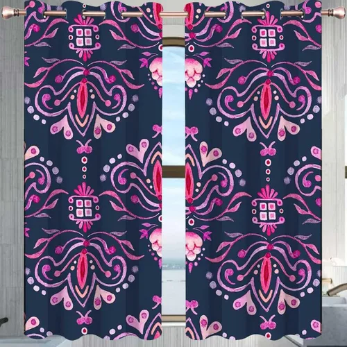 Vista 3 de Cortinas decorativas florales oscuras para Sala Elegantes Modernas, 2 paneles de cortinas de ventana de bahía, decoración de interiores de 85 x 108