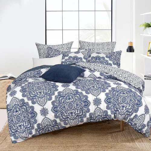 Vista 15 de PHF Juego de funda de edredón floral ultrasuave tamaño individual, juego de ropa de cama bohemio estampado de 2 piezas, cómodo juego de funda