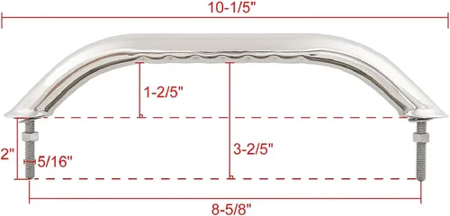 Vista 2 de NovelBee 2 asas de agarre para barco, acero inoxidable pulido redondo con agarre para el dedo, brida, perno