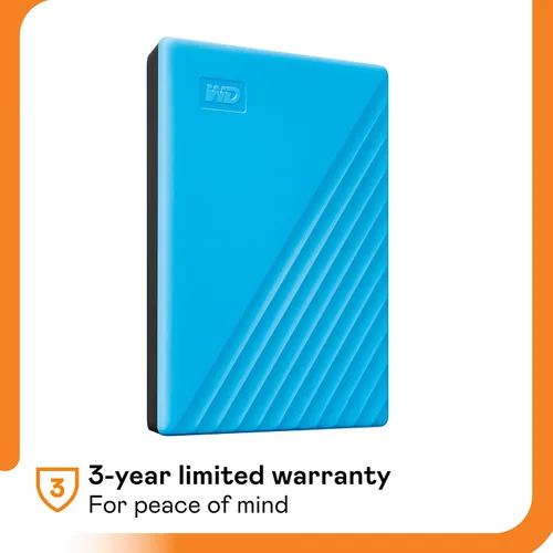 Vista 6 de WD 2TB My Passport, Disco duro externo portátil, azul, software de respaldo con defensa contra ransomware y protección con contraseña, compatible