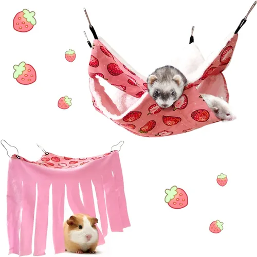 Vista 9 de LEFTSTARER Hamaca colgante para animales pequeños para mascotas, hurón, litera, jaula de juguete para hámster, rata, planeador de azúcar, loro