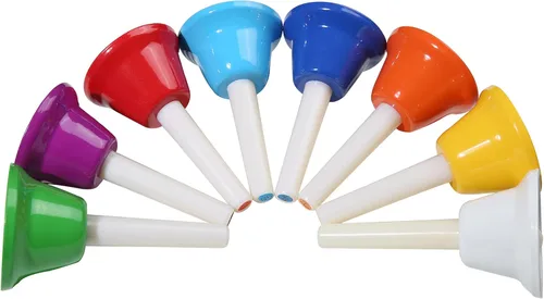 Vista 4 de 8 Note Hand bells, Colorful Handbells Musical Instrument for Kids Adults School Church Wedding
