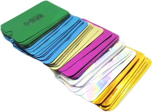 Vista 2 de JUMISEE Paquete de 60 fundas holográficas de bloqueo RFID, tarjetero de bloqueo de banco, cartera antirladrón, funda protectora para tarjetas