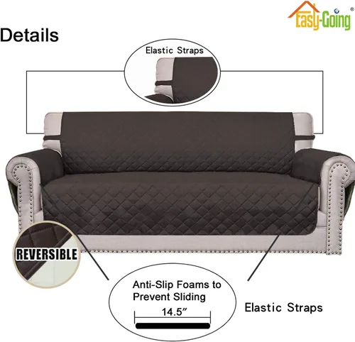 Vista 106 de Easy-Going - Funda reversible para sofá reclinable, resistente al agua, protector de muebles con correas elásticas, para mascotas y niños
