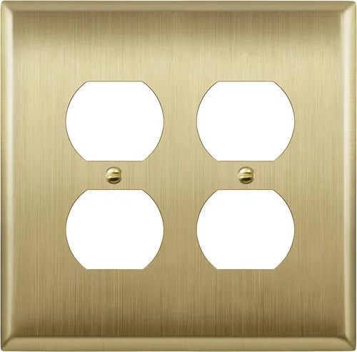 Vista 40 de ENERLITES Placa de pared de metal para receptáculo dúplex, tapa de tomacorriente, resistente a la corrosión, tamaño estándar de 1 banda, 4.50 x 2.76