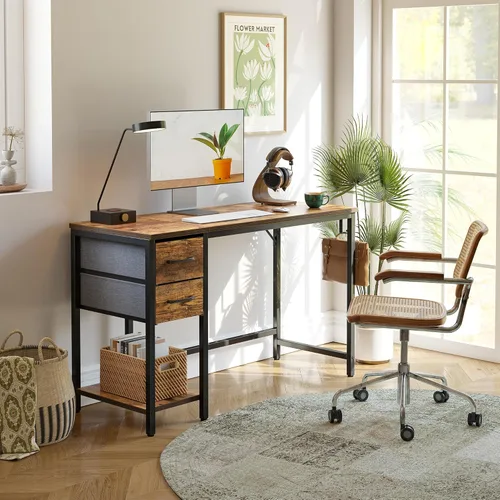 Vista 2 de Cubiker - Escritorio para computadora en casa, oficina, escritorio con cajones, mesa de estudio y escritura, escritorio para computadora moderno