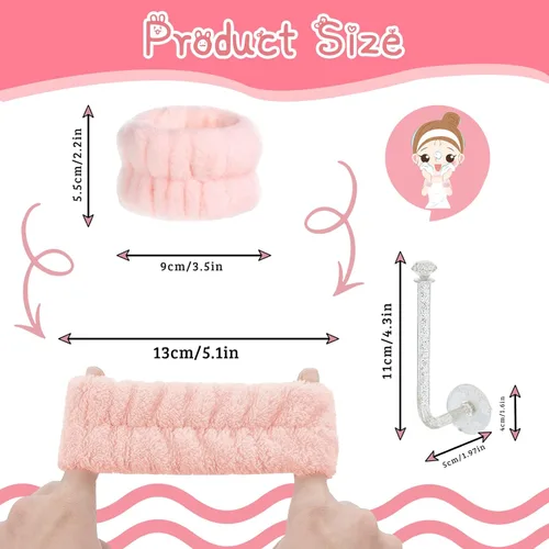 Vista 3 de 9 toallas de muñeca para lavar la cara, bandas absorbentes para lavar la cara, banda de microfibra para spa, banda para el sudor, pulseras