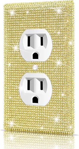 Vista 38 de Dengduoduo Placas de pared, cubierta decorativa para interruptor de luz, cubiertas decorativas de tomacorrientes, diamantes de imitación plateados