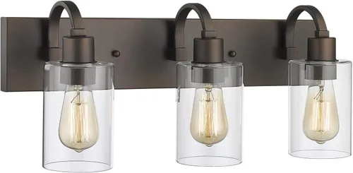 Vista 16 de Emliviar YCE237B-3W BN - Lámpara de tocador de 3 luces, moderna lámpara de baño sobre espejo, acabado de níquel cepillado con vidrio transparente
