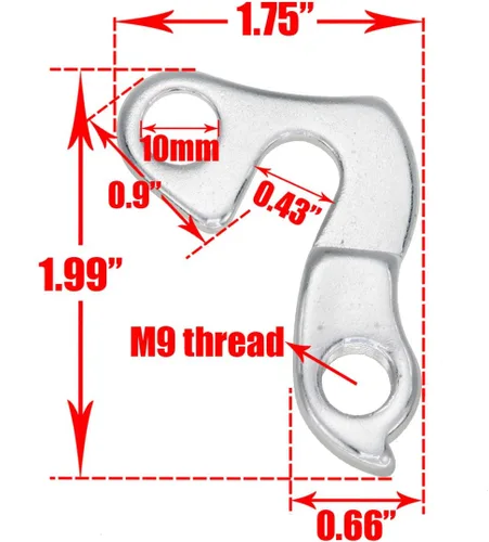 Vista 2 de 2 piezas de gancho de cola de engranaje para bicicleta (rosca M9)