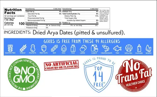 Vista 2 de Frutas secas GERBS, Top 14 libres de alergia alimentaria, sin sulfuro, sin conservantes, sin OMG, vegano